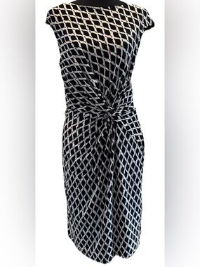 Ralph Lauren Women's Black/Off-White Sleeveless Dress, Lined, Size 12